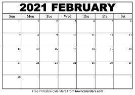 You can download our february 2021 calendar blank calendars in 2 different formats and print them for free. Printable February 2021 Calendar Towncalendars Com