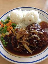 Hamburger steak is a hearty comfort food that will stand the test of time. Teri Hamburger Steak W Onions Shiro S In Aiea Hawaiian Food Hamburger Steak Food