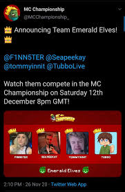 1 about 2 history 3 other channels 3.1 finn 3.2 f1nn5terlive 4 idots 5 events 5.1 minecraft ultimate 5.2 minecraft championship 6 trivia 7 channel milestones 7.1 subscriber milestones 7.2 video viewmilestones 8 gallery 9 references he. New Mcc Team For Rose With Tommy Tubbo And Seapeekay F1nn5ter
