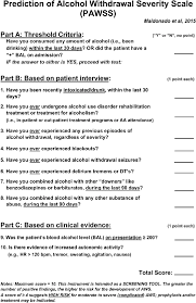 Prediction Of Alcohol Withdrawal Severity Scale Pawss Tool