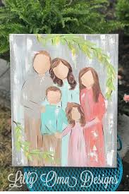 Mothers Day Family Portrait Simple Faceless Painting Children Grandchildren Grandmother Family Painting Canvas Painting Diy Christmas Paintings On Canvas