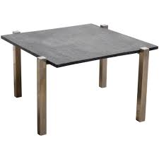 L.80 x l.80 x h.35 cm epaisseur du plateau en teck massif : Table Basse Carree En Chrome Avec Plateau En Ardoise Noire 1960s En Vente Sur Pamono