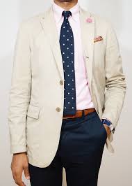 Black Blazer Blue Pants Beige Jacket Pink Ocbd Navy Knit Tie With White Polka Dots Navy Pants Beige Jacket Blue Pants Men Pants Outfit Men