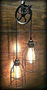 Sale Ornate Black Pulley Light With Wire Cages Industrial Etsy Pulley Light Rustic Industrial Lighting Industrial Light Fixtures