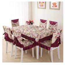 Purple Dinning Tablecloth Bowknot Bind Package Type Back Chair Cover Chair Cushion Set 110 160cm Rectangle Dustproo In 2021 Dining Chair Covers Table Cloth Chair Cover