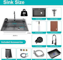 29.5 x 17.7 inch Kitchen Sink, Single Bowl Stainless Steel ...