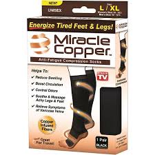 Miracle Copper Anti Fatigue Copper Infused Compression Socks Large Xl Size As Seen On Tv