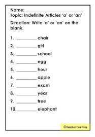 Indefinite Articles A An Worksheets In 2020 Articles Worksheet Worksheets Worksheets For Kids