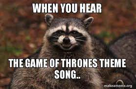 No animals/humans were killed while making this video. When You Hear The Game Of Thrones Theme Song Evil Plotting Raccoon Make A Meme