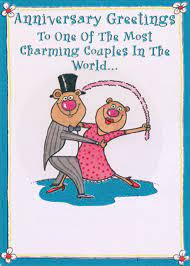 Charming Couple Funny Humorous Wedding Anniversary Congratulations Card By Designer Greetings