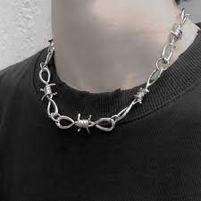 20 Inch Thorns Iron Necklace Heavy Duty Padlock Choker Metal Collar Unisex Chain Hip Hop Necklace Harajuku Mens Punk Gothic Alloy Barbed Wire Necklace Wish In 2021 Edgy Jewelry Punk Jewelry Grunge Jewelry