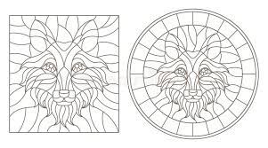 View all stress relief coloring pages collection. Contour Set With Stained Glass Illustrations With Fox Head Round And Square Image Dark Outline On White Background Stock Vector Illustration Of Mosaic Embellish 117861101