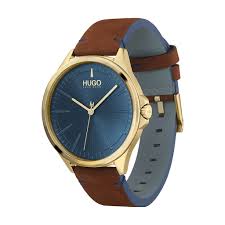 Bracelet de montre homme en coton, surpiqûre discrète, avec une doublure vegan, de couleur marron. Montre Hugo Smash Bleu Himhjqb1150 Marc Orian Bijouterie En Ligne