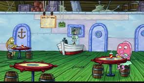 This Is The Interior Of The Krusty Krab What Makes Successful Is The Items In It The Tables The Spongebob House Spongebob Wallpaper Desktop Wallpaper Simple