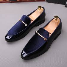 Blue Navy Patent Velvet Gold Mens Flats Loafers Dappermen Dapper Dress Shoes Dress Shoes Men Leather Shoes Men Sneakers Men Fashion