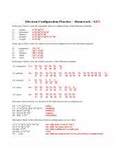 In the space below, write the abbreviated electron configurations of the following elements: And Electron Configuration Practice Worksheet Electron Configuration Practice Homework Key In The Space Below Write The Expanded Electron Course Hero