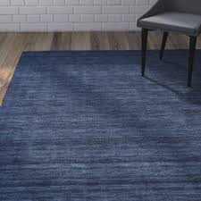 Black And Blue Area Rug Mercury Row Carbonell Handmade Tufted Wool Dark Blue Area Rug In 2020 Dark Blue Rug Area Rugs Blue Area Rugs