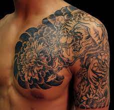 Black Japanese Tiger Tattoo On The Shoulder Tribal Tattoos Tiger Tattoo Sleeve Tiger Tattoo Design
