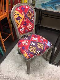 Upholstered Kilim Style Fabric Dining Chair Chair Dining Chairs Upholstered Chairs