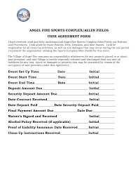 ANGEL FIRE SPORTS C USER AGREE Event Set-Up Time___________ Date__ Event  Start Time_____________ Date__ Event End Time__________