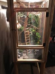 Homemade Chameleon Screen Cage I M Sure You Can Probably Build It Better Than We Did Was Not Hard At All To Make Chameleon Pet Chameleon Terrarium Pet Cage