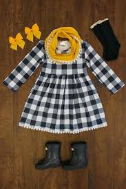Black And White Plaid Toddler Dress Black White Plaid Dress With Mustard Scarf Baby Girl Clothes Little Girl Outfits Kids Outfits