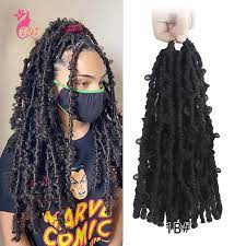 Distressed Butterfly Locs Crochet Hair Synthetic Butterfly Bob Faux Locs Crochet Braids Hair 20roots Pack Black Messy Soft Locs Curly Dreadlocs Aliexpress