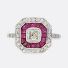 The ruby displays very good color, clarity and luster. Art Deco Style Diamond And Ruby Target Ring The Vintage Jeweller