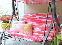 Diy canopy for an old outdoor swing. Outdoor Swing Makeover Outdoor Swing Cushions Patio Swing Cushion Swing Set Diy