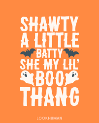 What do i write here. A Little Batty She My Lil Boo Thang Halloween Parody White Print T Shirts Lookhuman Shawty Parody Tshirt Print