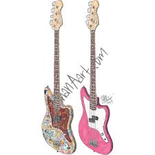 Finally finished my mark hoppus surf green jazz bass project. Amelia Rose Durham Pink Jaguar Bass