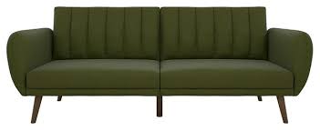 Austin, texas pick up only! Green Linen Upholstered Futon Sofa Bed With Mid Century Style Wooden Legs Midcentury Sleeper Sofas By Hilton Furnitures Houzz
