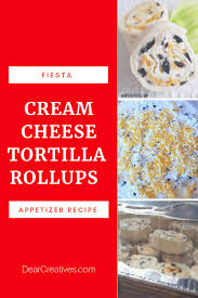 I used this appetizer at my christmas party and it was the first to go! Fiesta Cream Cheese Tortilla Roll Ups Dear Creatives