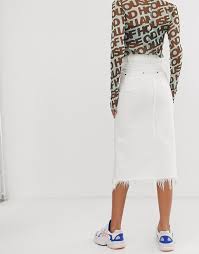 Jupe en jean blanche courte taille 38 etam. House Of Holland Jupe Mi Longue En Jean Blanc Asos