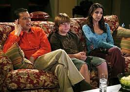 Marin Hinkle As Judith On Two And A Half Men With Jon Cryer As Alan Harper And Angus T Jones As Jake Harper 2 And Half Man Half Man Two And