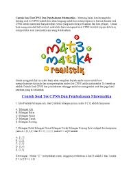 Contoh Soal Tes Cpns Dan Pembahasan Matematika