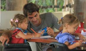 Roger federer picks up one of his daughters as he enjoys play time with his twins in zurich on tuesday. Friday Tennis Blog 5 Americans Remain At French Open Usta Florida
