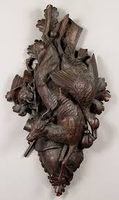 Large Game Plaque With Deer And Wild Duck 1880 Black Forest Wood Carving Wood Carving