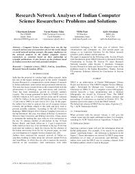 The more effective your communication is, the better. Pdf Research Network Analyses Of Indian Computer Science Researchers Problems And Solutions