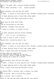 Song Lyrics With Guitar Chords For Please Mister Postman Guitar Chords And Lyrics Beatles Song Lyrics Music Chords