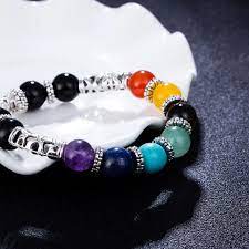 Pulseras de 10mm para hombre y mujer, abalorios de equilibrio curativo de 7  Chakras, pulsera con abalorios de corazón, joyería de piedras de oración  Reiki, gran oferta - AliExpress