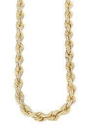 Iced Out Rope Chain 72 92 Carats 12 Mm Width 29 Inch Length Metal Stamped Jewelry Chain Gold Necklace Women