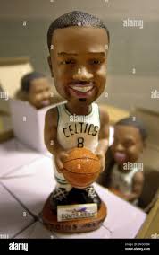 Limited edition bobblehead dolls, depicting Boston Celtics' Antoine Walker,  appear near the entryway to the Fleet Center, in Boston, Wednesday, April  17, 2002. The first 5,000 fans to arrive at the Boston