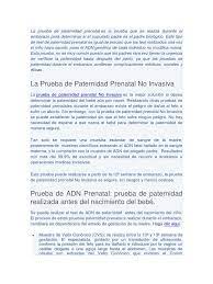 La Prueba De Paternidad Prenatal Pdf Prueba Genetica El Embarazo