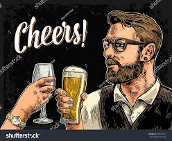 Hipster Holding Glass Beer Clinking Woman Stock Vector (Royalty Free)  542365402