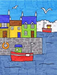 Low price guarantee, fast shipping & free returns, and custom framing options on all prints. Draw Boats In A Seaside Town Art Projects For Kids Art Drawings For Kids Kids Art Projects Boat Art