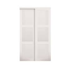 Truporte 48 In X 80 In Off White 3 Lite Tempered Frosted Glass Composite Interior Sliding Door 2030 The Home Depot Sliding Closet Doors Sliding Doors Interior Sliding Doors