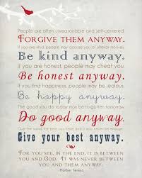 Mother Teresa Quote Wall Art Be Kind Anyway Mother Teresa Quotes Happy Quotes Kindness Quotes