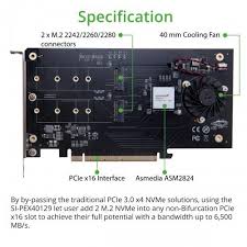 216 X2 M 2 Nvme Pcie 3 0 X16 Bifurcation Riser Controller Support Non Bifurcation Motherboard Motherboard Capture Photography Control