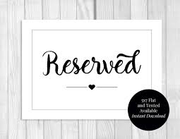 Reserved Table Signs 5x7 Printable Black And White Wedding Etsy In 2020 Reserved Table Signs Wedding Reception Signs White Weddings Reception